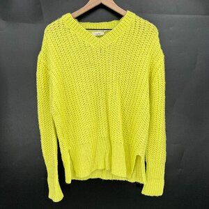 NEW CLOTH by RD neon yellow loose knit sweater pullover‎ v-neck cozy oversized S